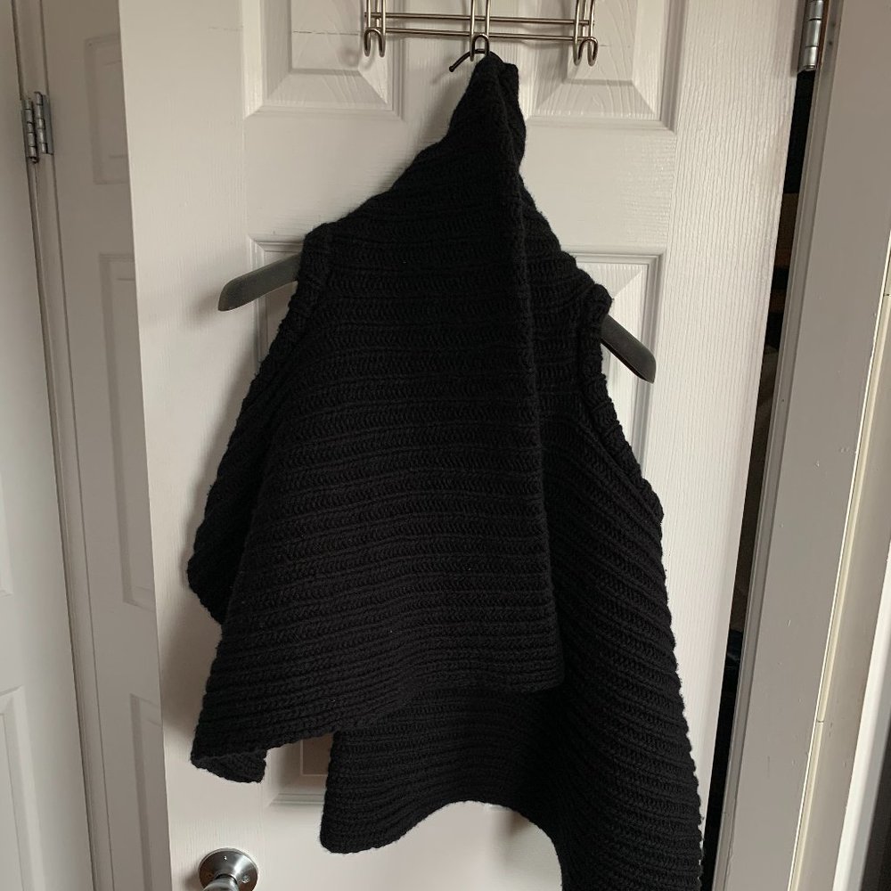 ANN DEMEULEMEESTER • Asymmetric Black Wool Ribbed Fisherman Sweater Vest FR 40 M - Picture 12 of 15